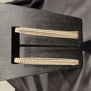 Gold mix metal & White Long Dangle Earrings